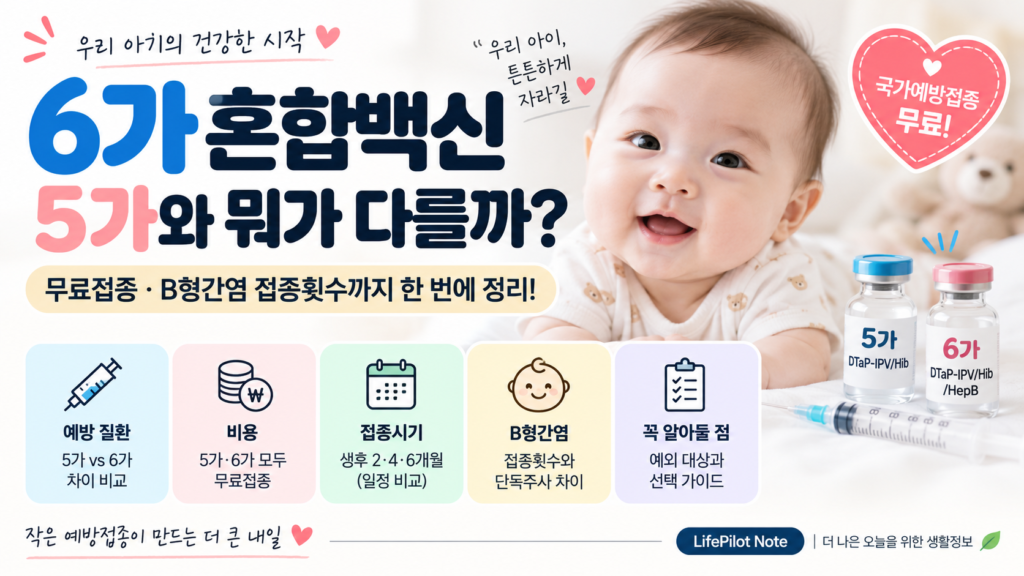 6가 혼합백신 5가 차이 | 무료접종·B형간염 접종횟수 총정리