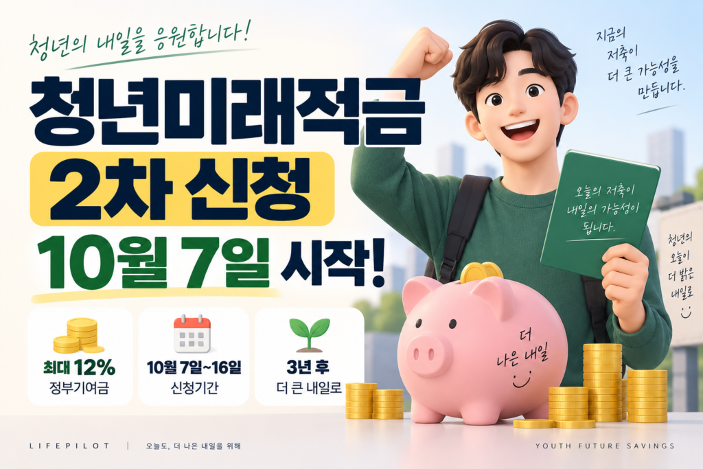 청년미래적금 2차 신청 10월 7일 시작 | 가입조건·소득기준·청년도약계좌 갈아타기