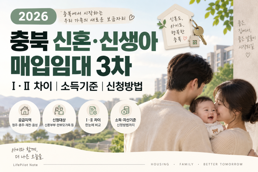 충북 신혼 신생아 매입임대 2026 3차｜Ⅰ·Ⅱ 차이·소득기준·신청방법