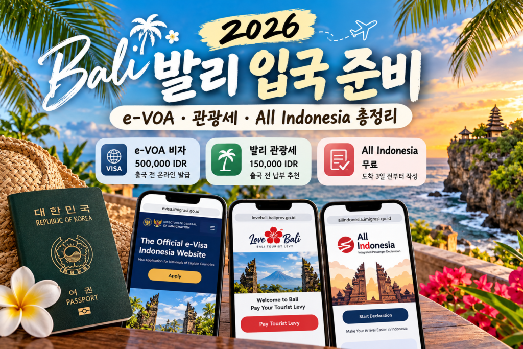 2026 발리 비자 발급 방법｜e-VOA 신청·관광세 납부·All Indonesia 총정리